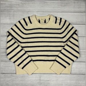 Madewell Cashmere Striped Cream Sweater